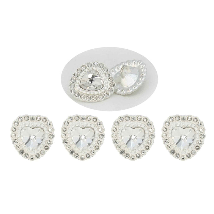 Heart Shape Rhinestone Metal Buttons | 21mm(34L)
