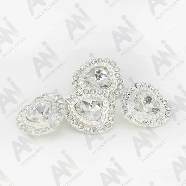 Heart Shape Rhinestone Metal Buttons | 21mm(34L)
