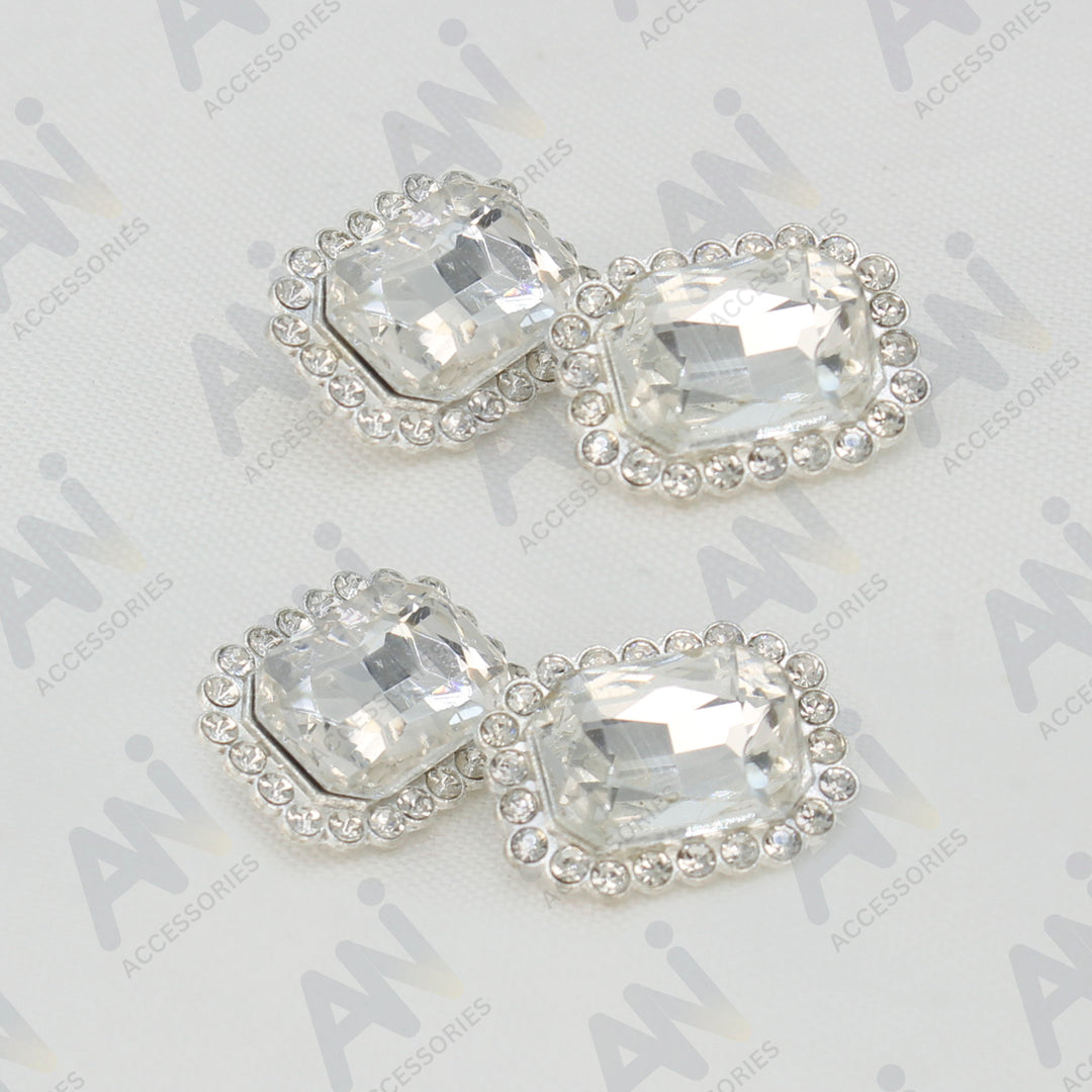 Rectangular Shiny Rhinestone Metal Buttons