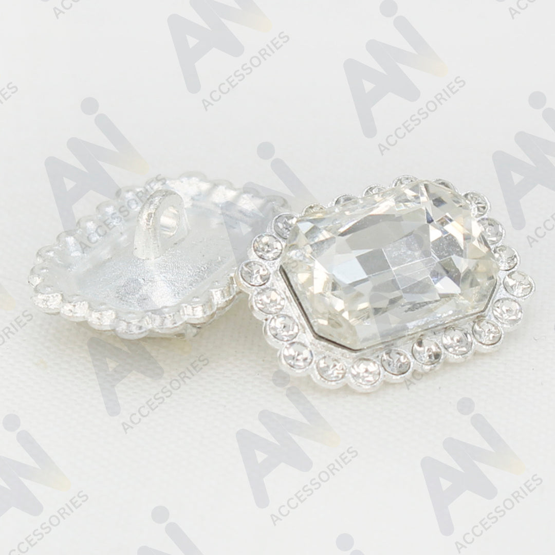 Rectangular Shiny Rhinestone Metal Buttons