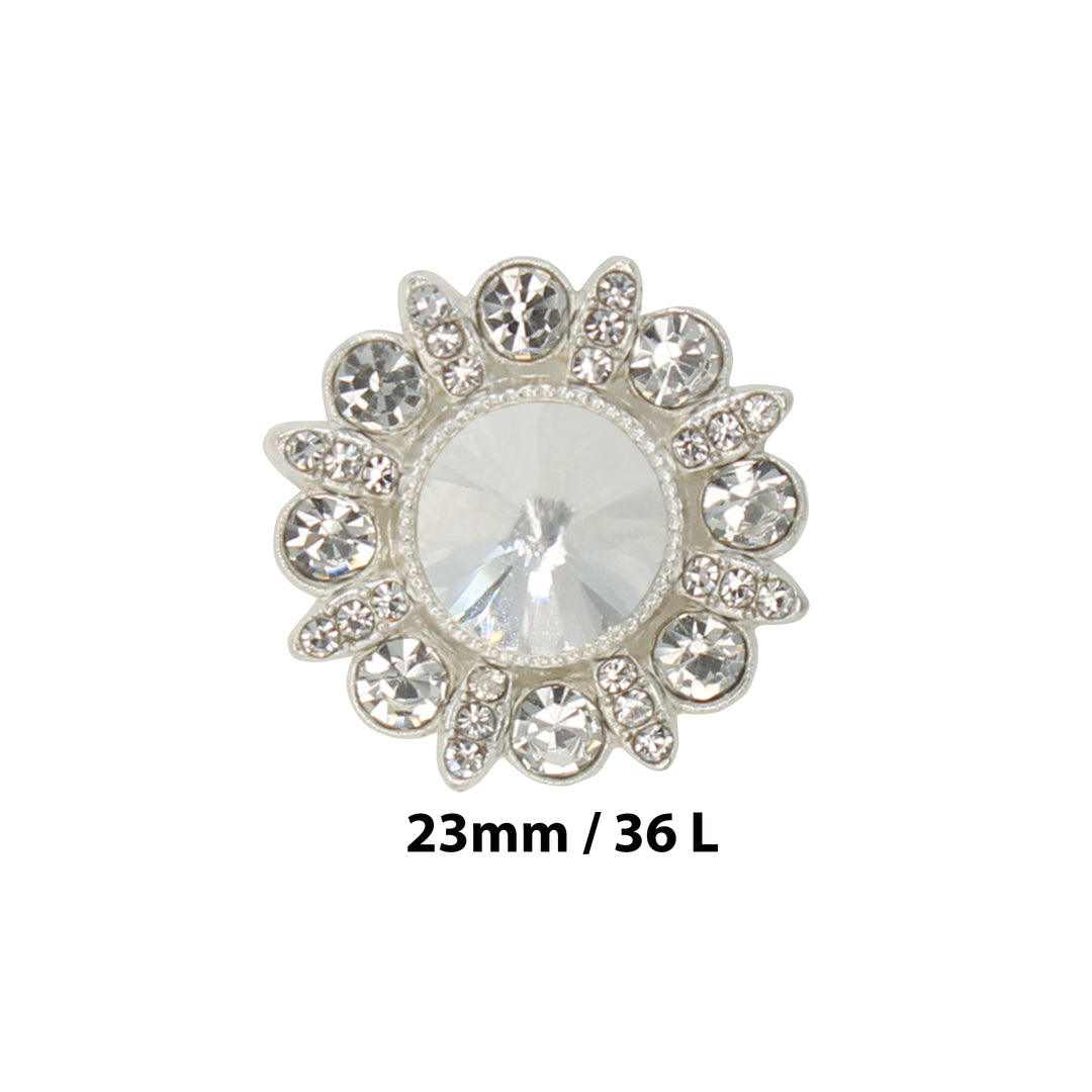 Dome Rhinestone Silver Metal Buttons