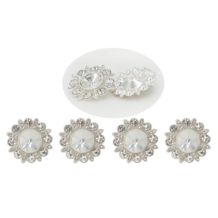 Dome Rhinestone Silver Metal Buttons