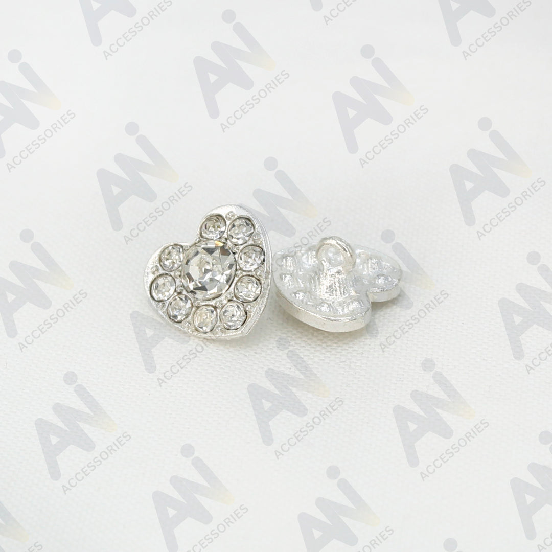 Heart Shape Dome Rhine Stone Buttons