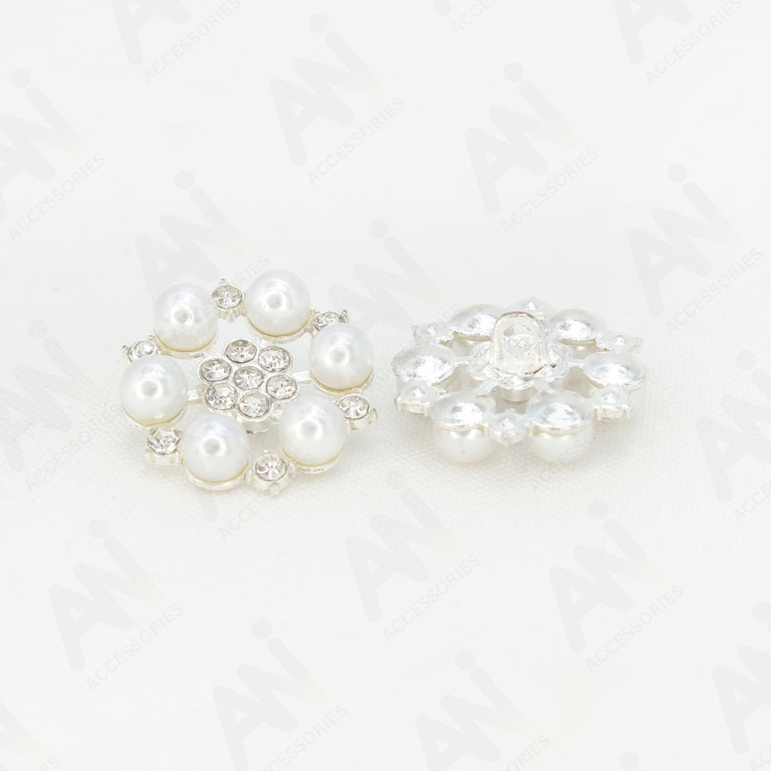 Pearl Floral Style Silver Buttons