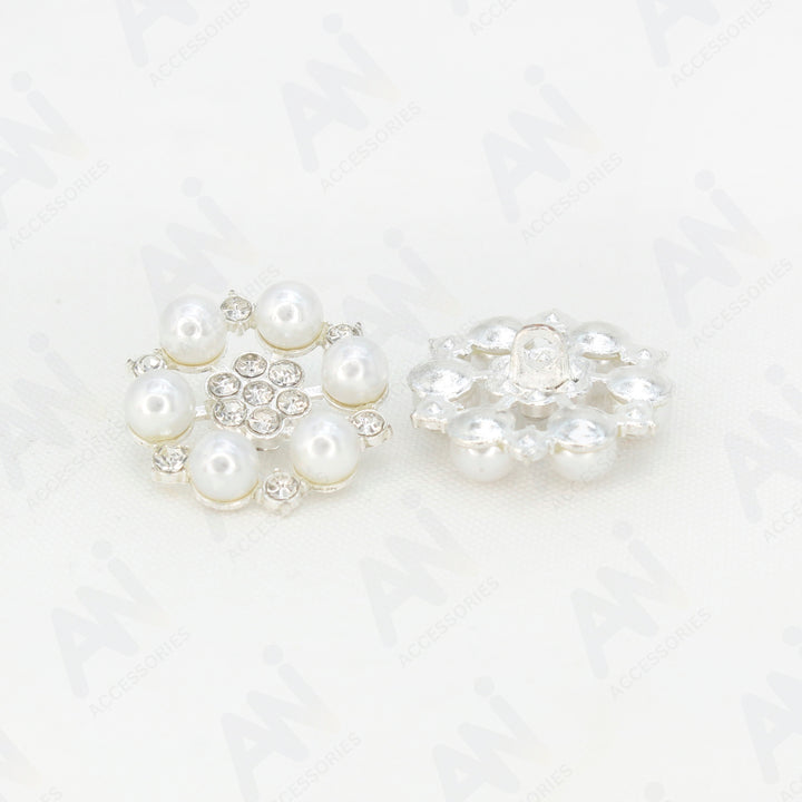 Pearl Floral Style Silver Buttons