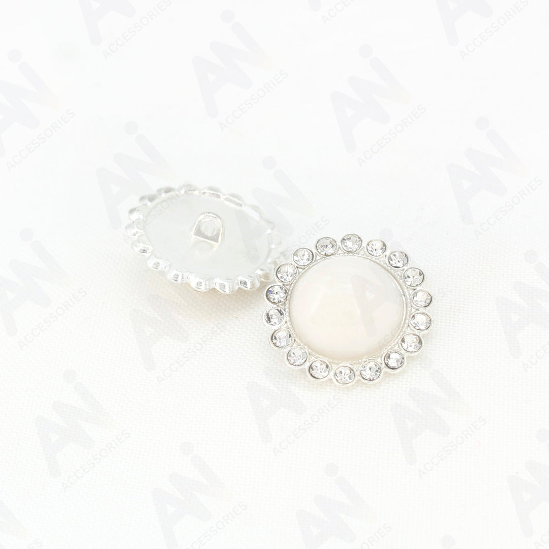 Pearl Rhinestone Shank Metal Buttons