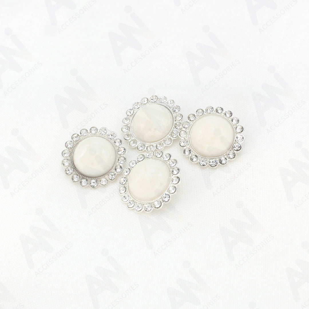 Pearl Rhinestone Shank Metal Buttons