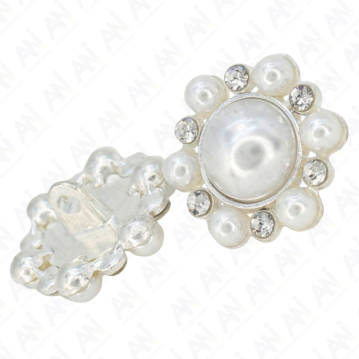 Elegant Dome Pearl Rhinestone Metal Buttons