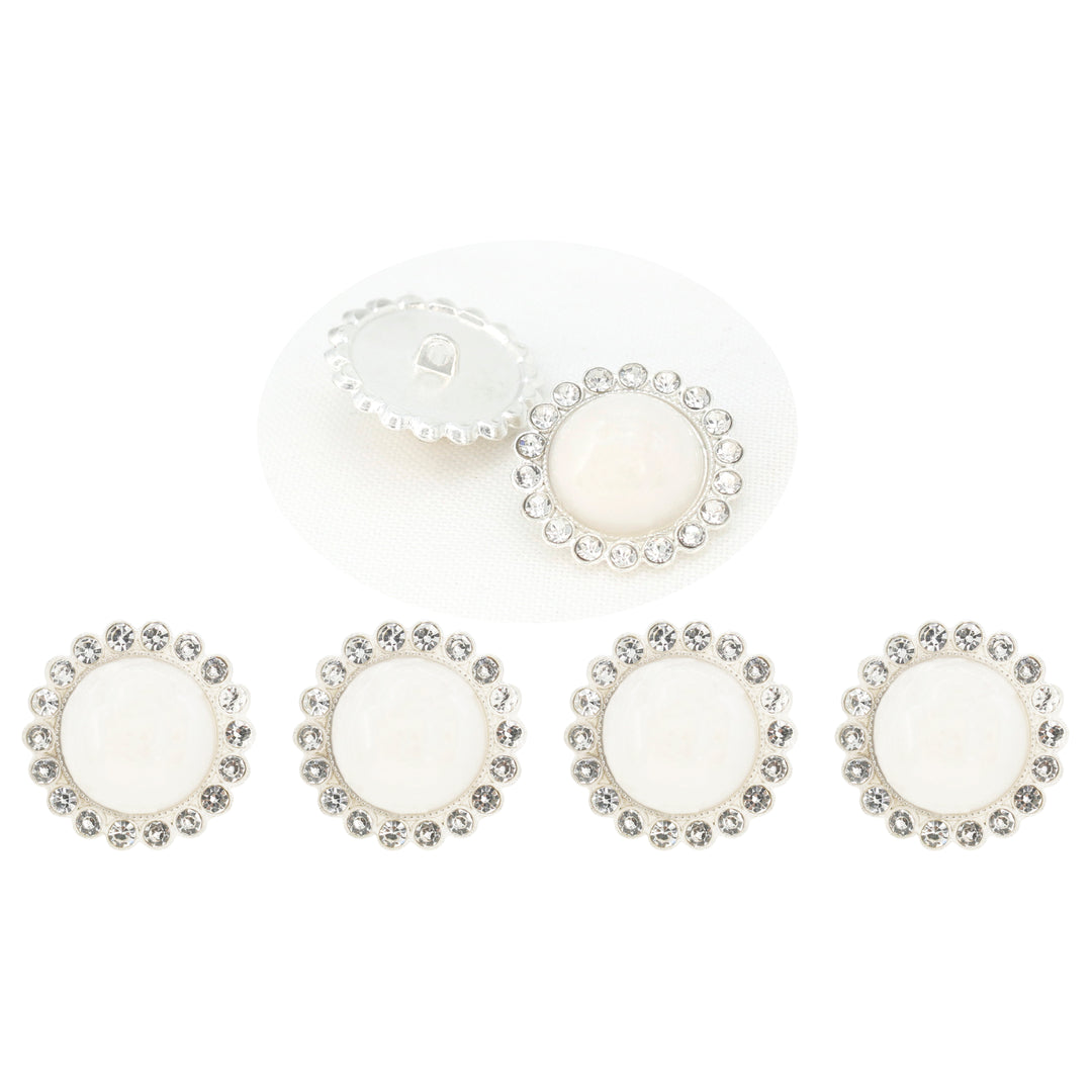 Pearl Rhinestone Shank Metal Buttons