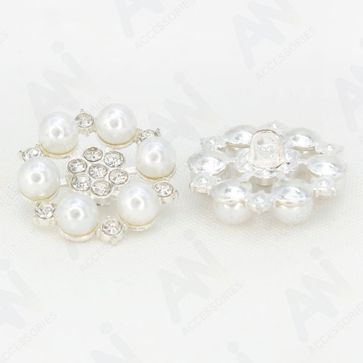 Pearl Floral Style Silver Buttons