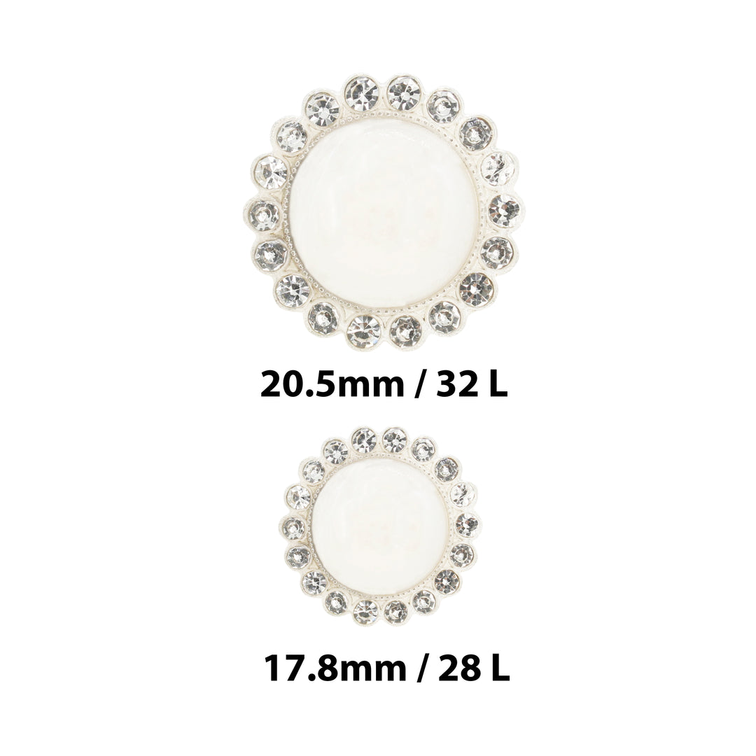 Pearl Rhinestone Shank Metal Buttons