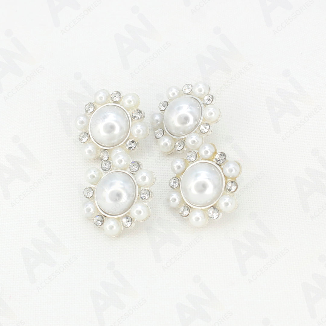 Elegant Dome Pearl Rhinestone Metal Buttons