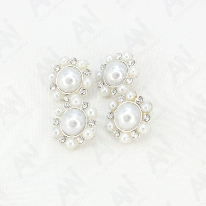 Elegant Dome Pearl Rhinestone Metal Buttons