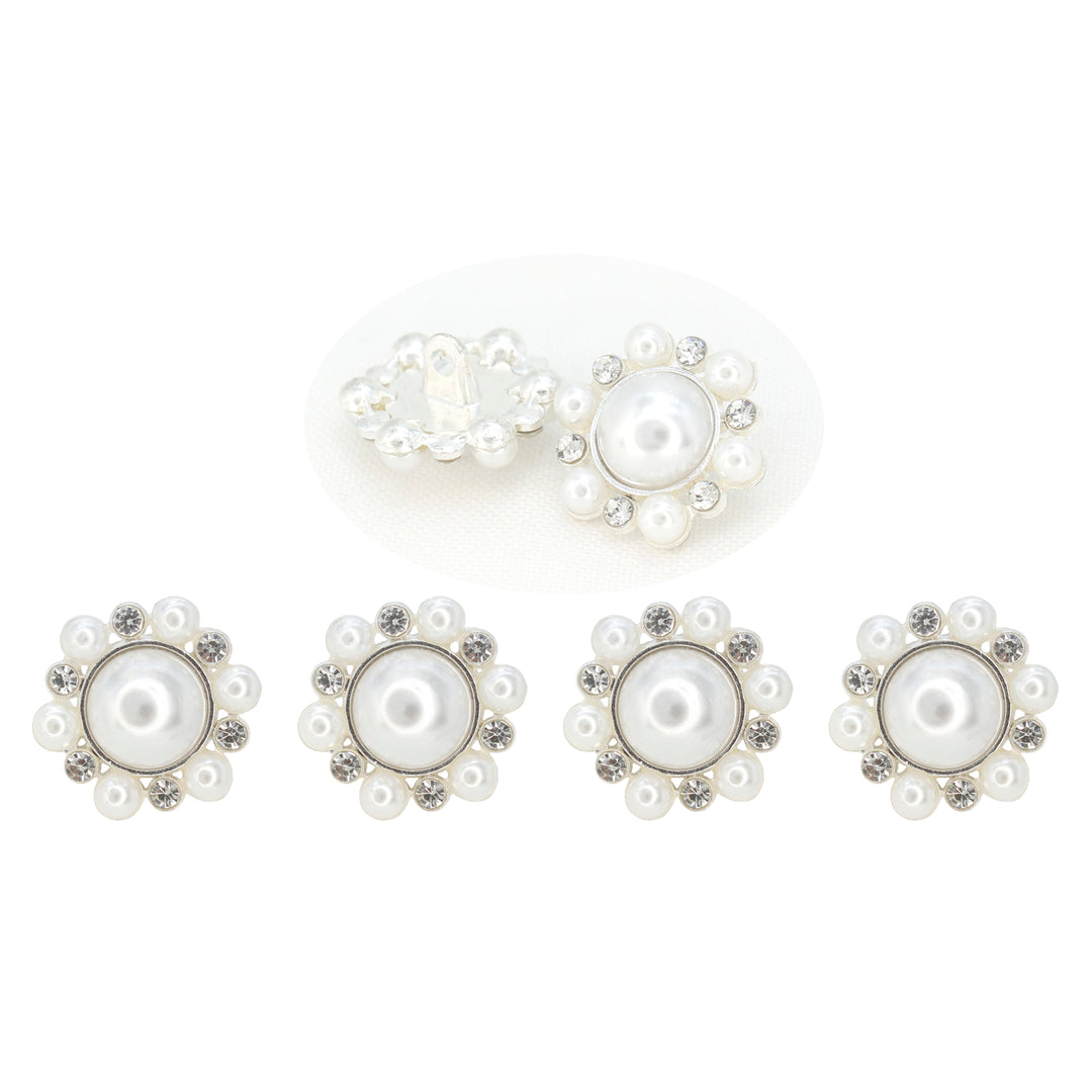 Elegant Dome Pearl Rhinestone Metal Buttons