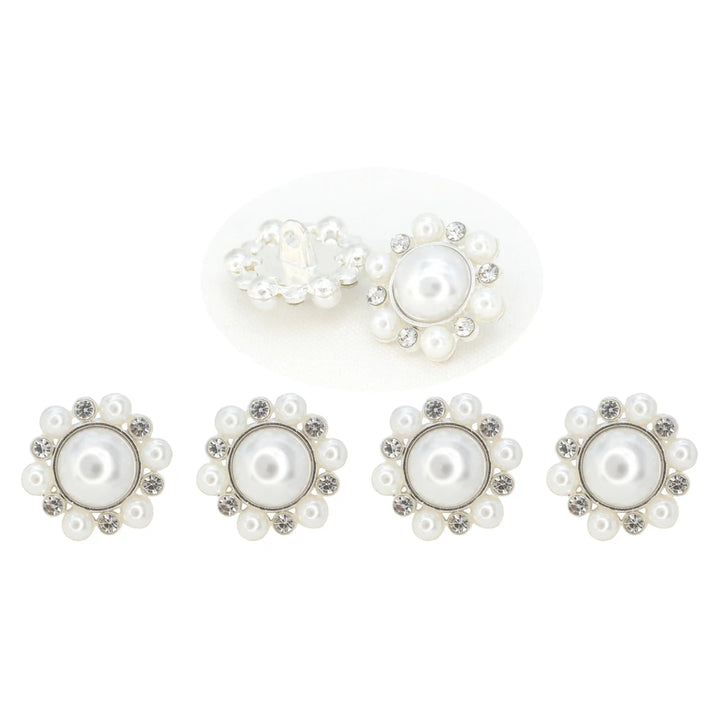 Elegant Dome Pearl Rhinestone Metal Buttons | 20mm(32L)