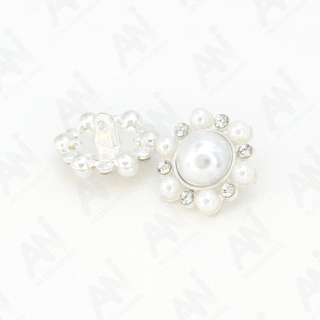 Elegant Dome Pearl Rhinestone Metal Buttons