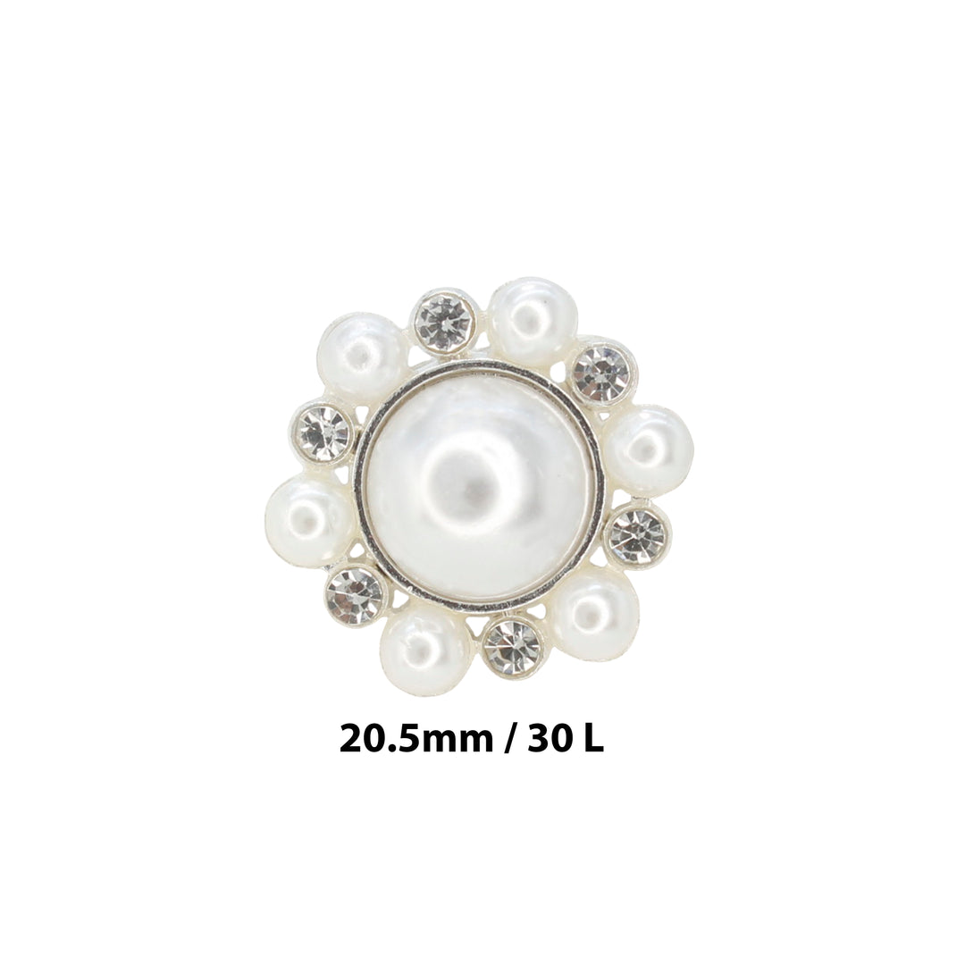 Elegant Dome Pearl Rhinestone Metal Buttons