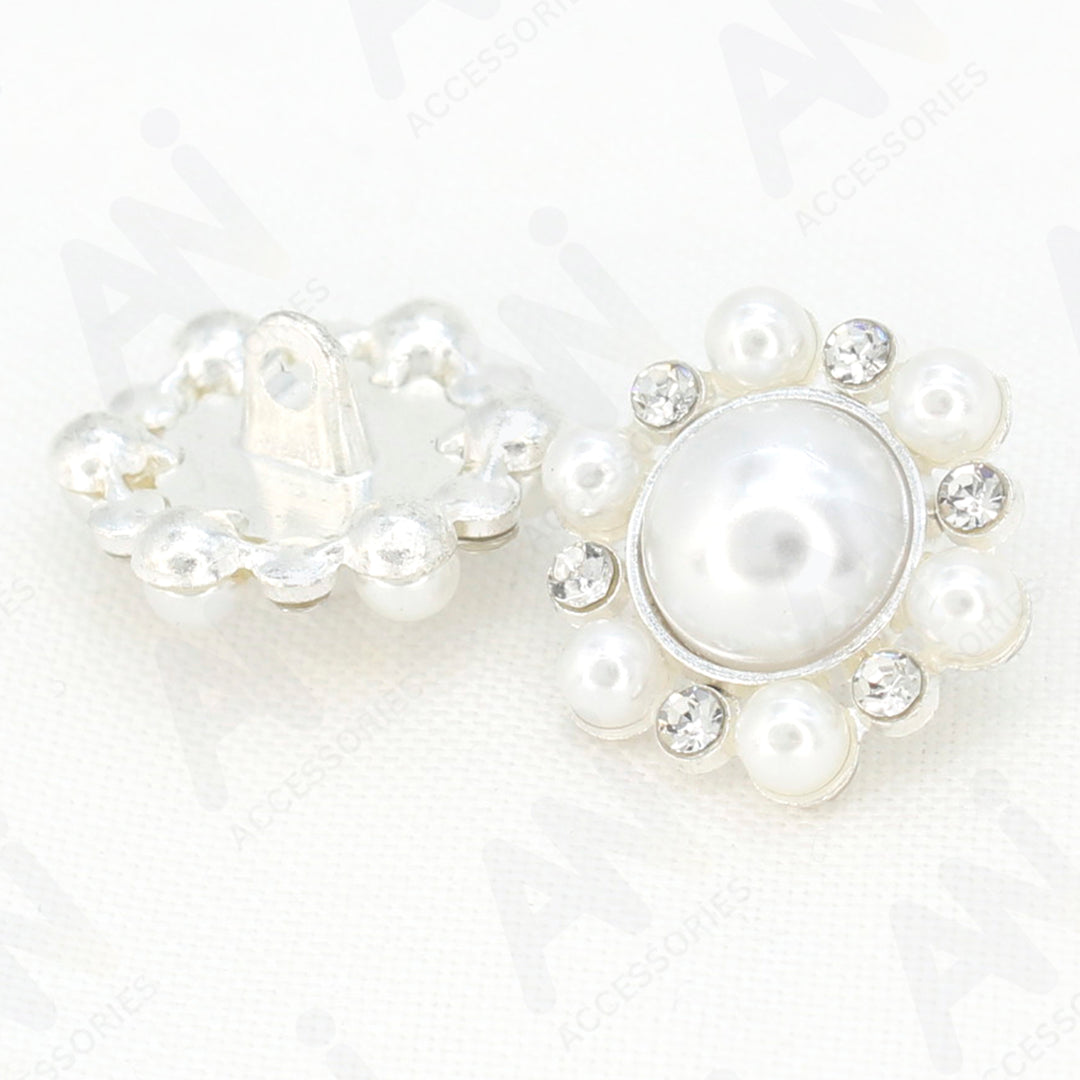 Elegant Dome Pearl Rhinestone Metal Buttons