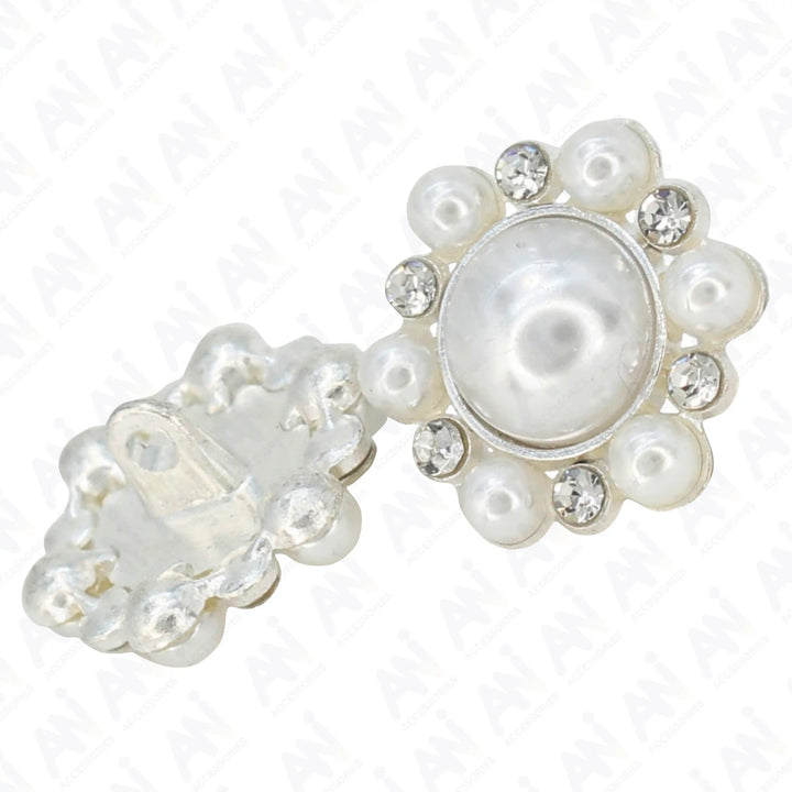 Elegant Dome Pearl Rhinestone Metal Buttons | 20mm(32L)