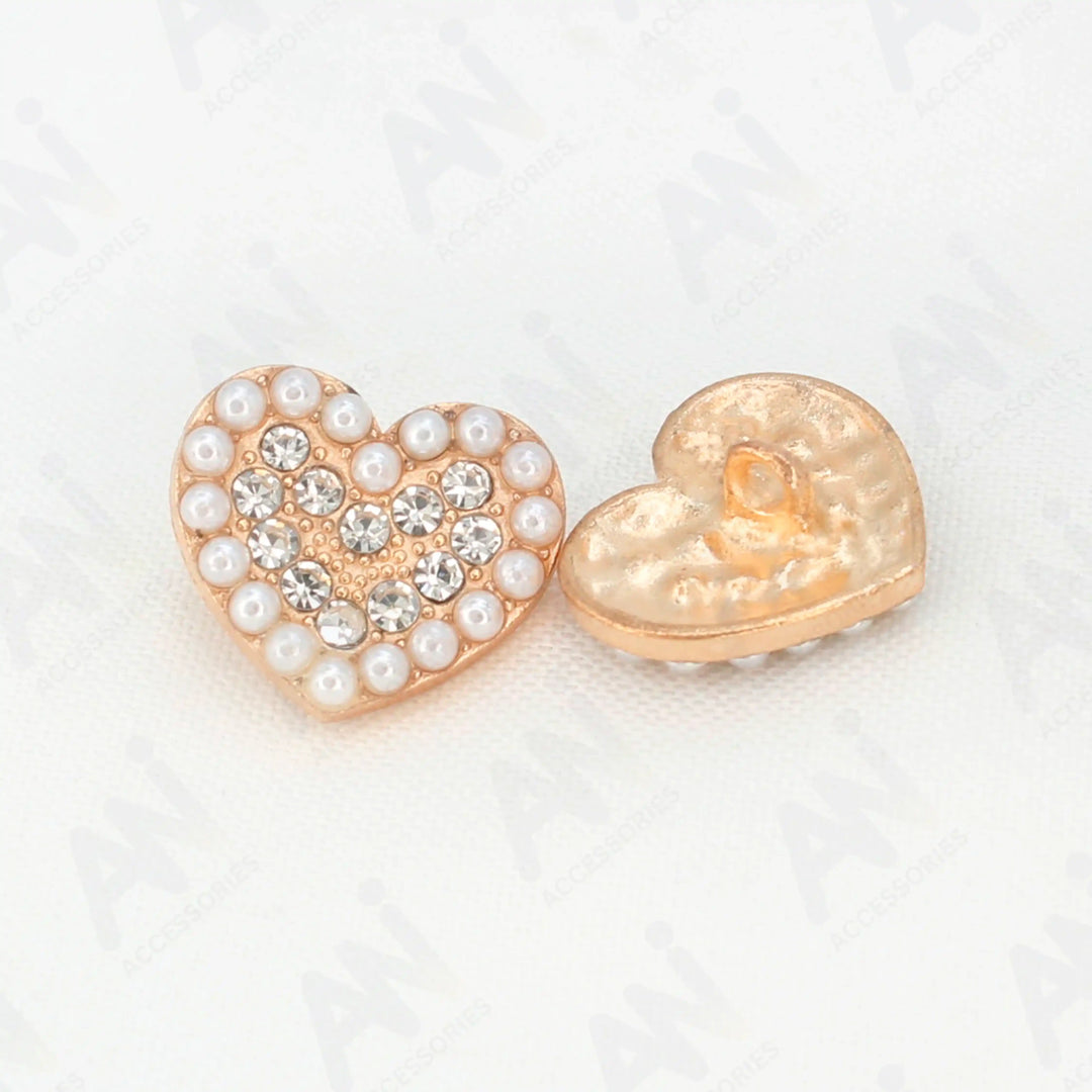 Heart Shape Pearl Rhinestone Metal Buttons | 20mm(32L)