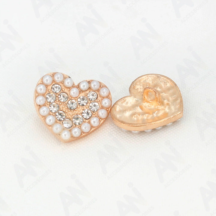 Heart Shape Pearl Rhinestone Metal Buttons | 20mm(32L)