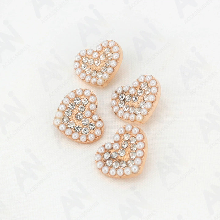 Heart Shape Pearl Rhinestone Metal Buttons | 20mm(32L)