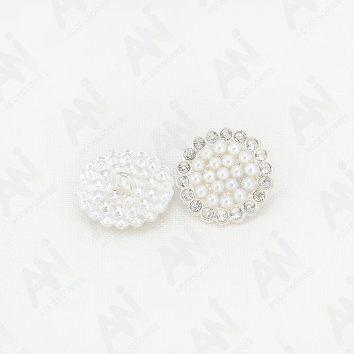 Floral Style Peral Rhinestone Buttons