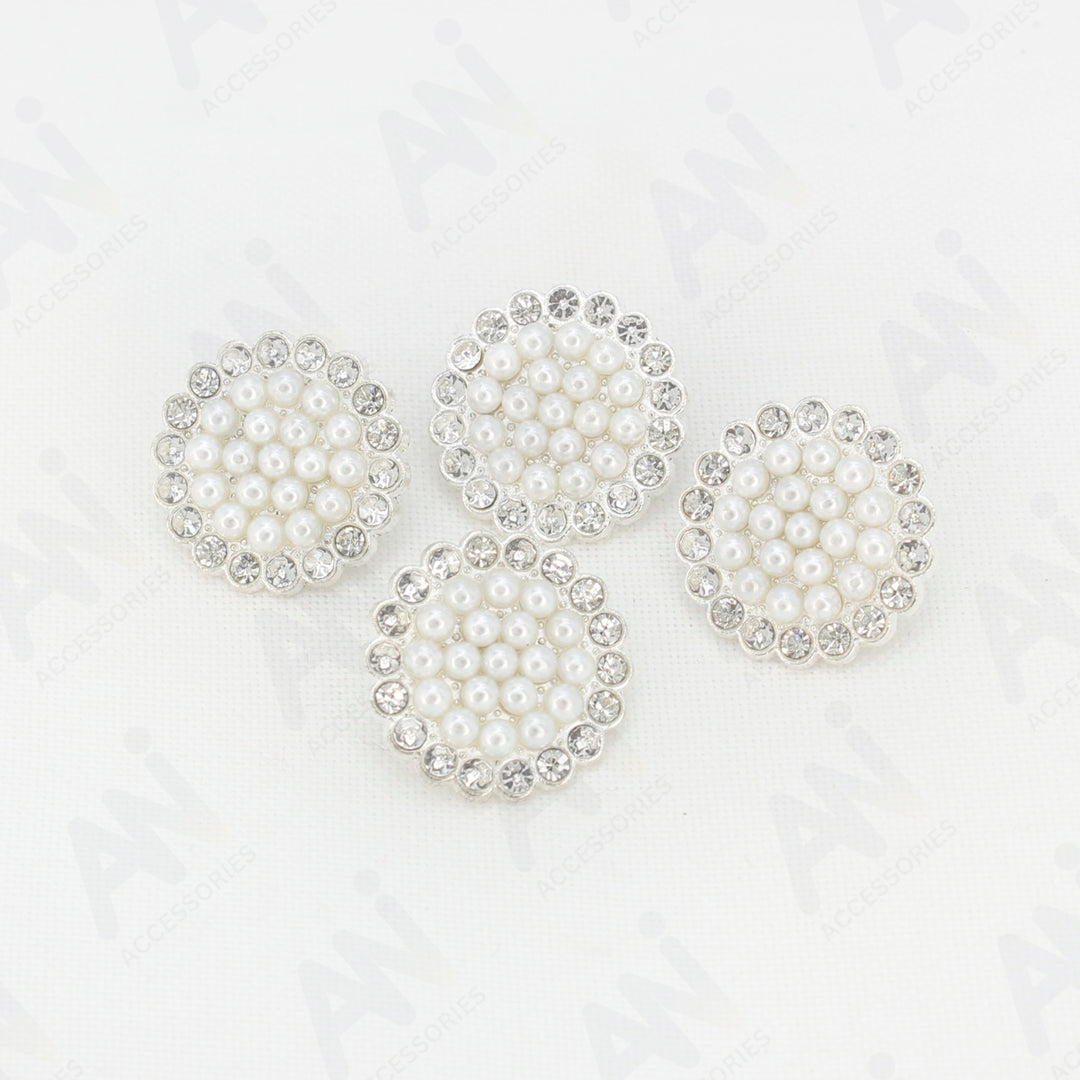 Floral Style Peral Rhinestone Buttons