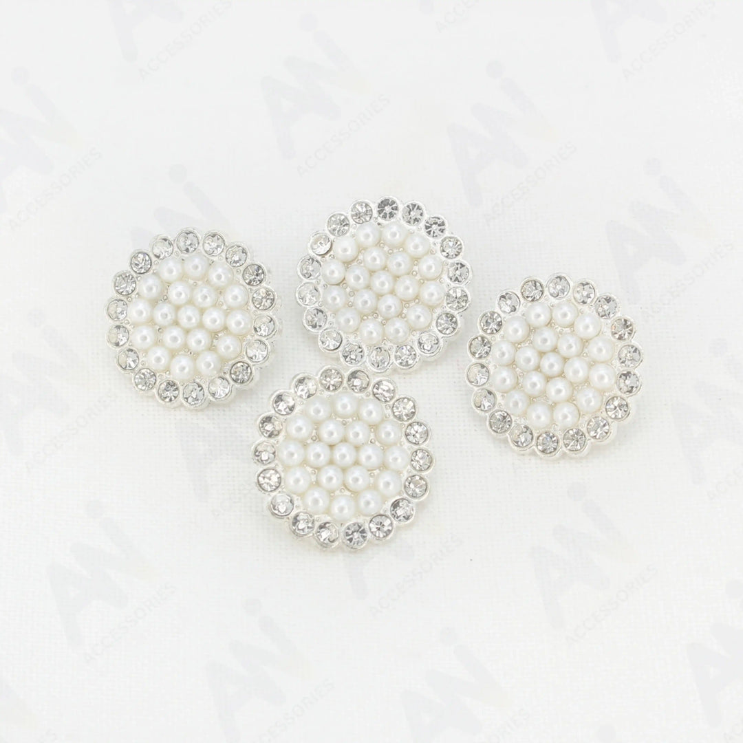 Floral Style Pearl Rhinestone Buttons | 19mm(30L)