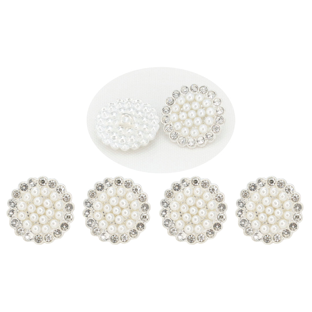 Floral Style Peral Rhinestone Buttons