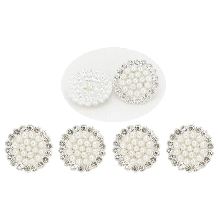 Floral Style Pearl Rhinestone Buttons | 19mm(30L)