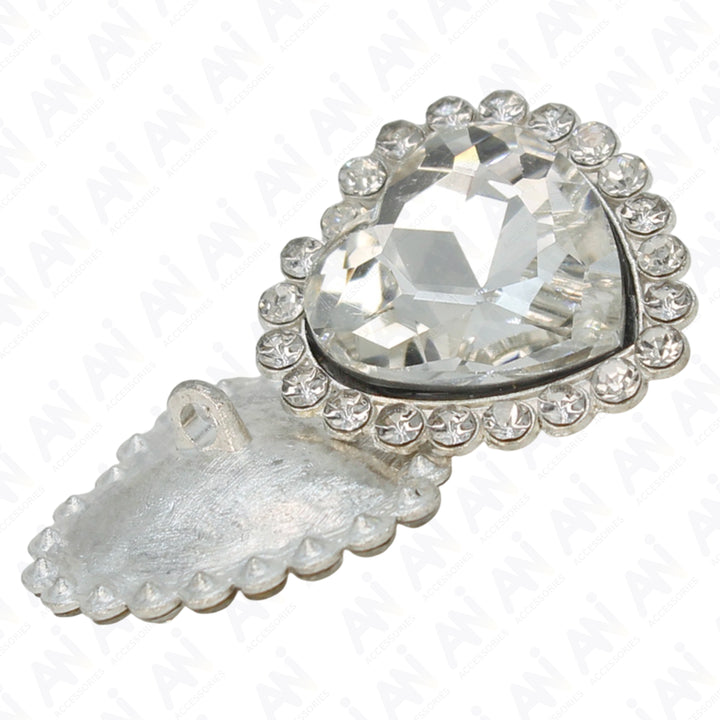 Diamond Heart shape Silver Metal Buttons