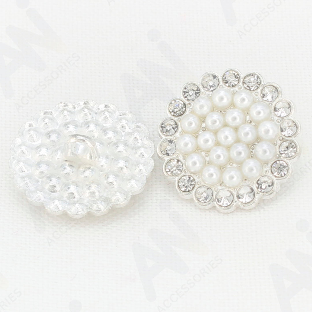 Floral Style Peral Rhinestone Buttons