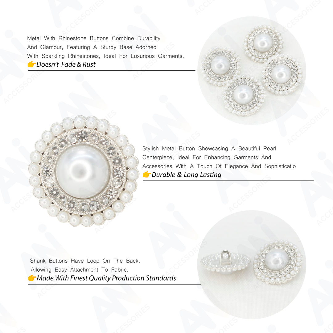 Circular Border Dome Style Pearl Buttons