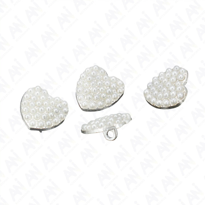 Heart Style Pearl Metal Buttons | 17mm(27L)