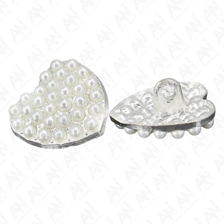 Heart Style Pearl Metal Buttons | 17mm(27L)