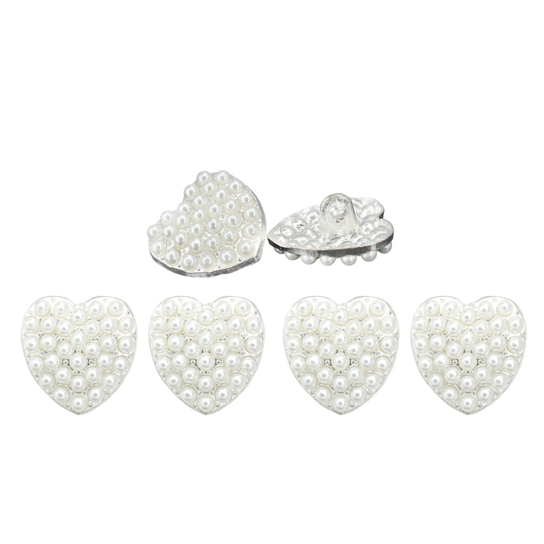 Heart Style Pearl Metal Buttons | 17mm(27L)