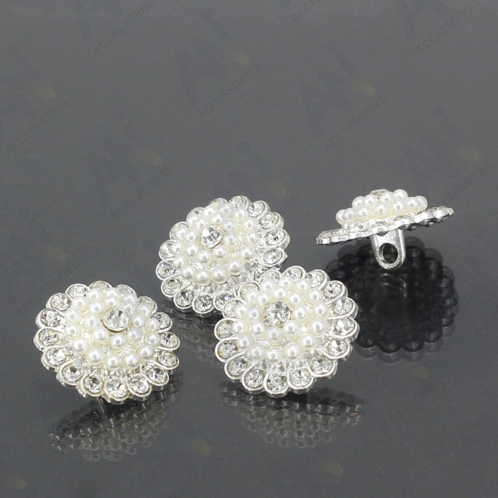 Silver Dome Style Pearl Metal Buttons