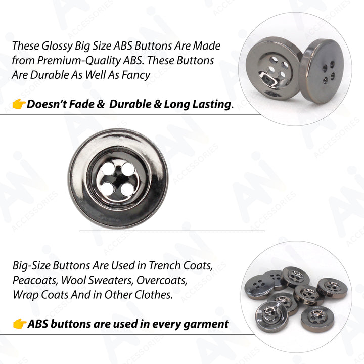 Four Hole Silver Abs Buttons