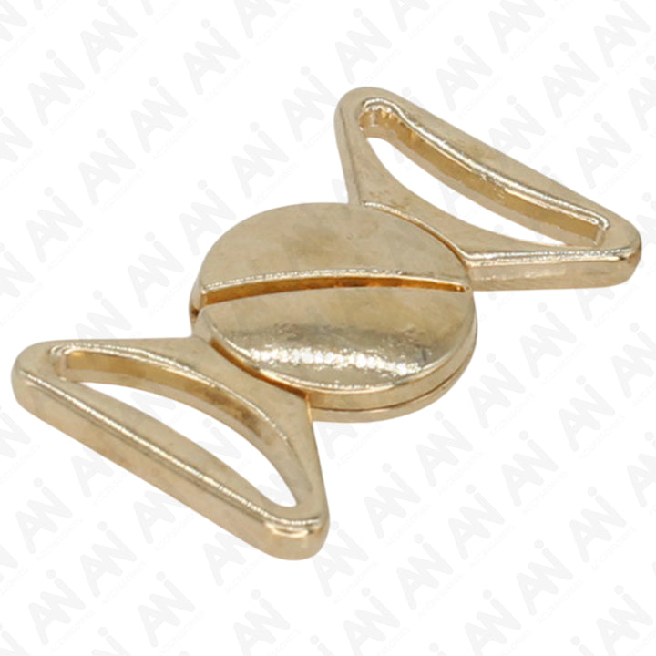 Shimmering golden bow design frog closure metal button