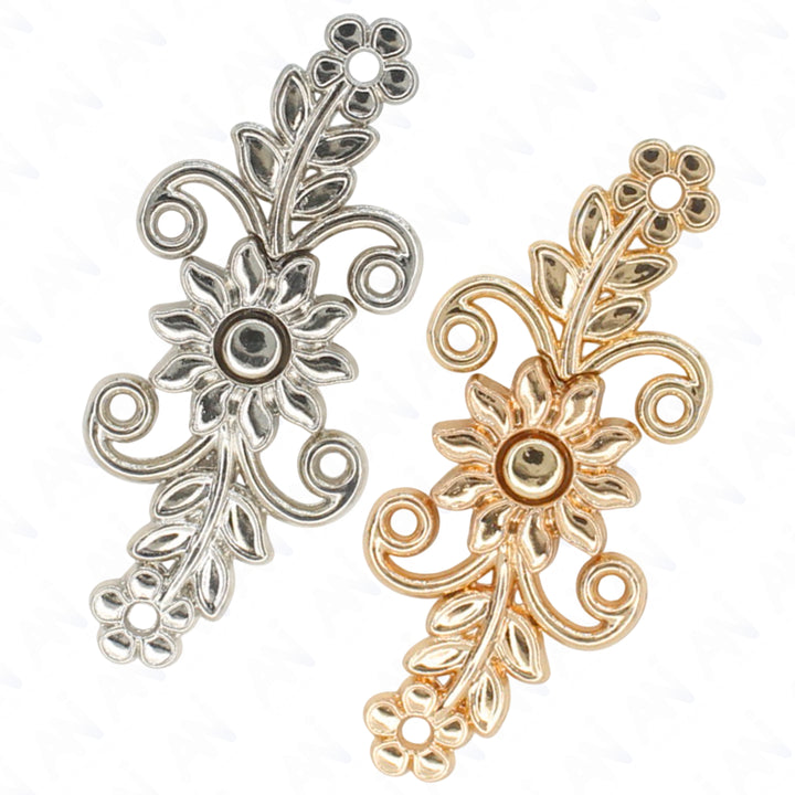 Sunflower Design Frog Closure Metal Buttons