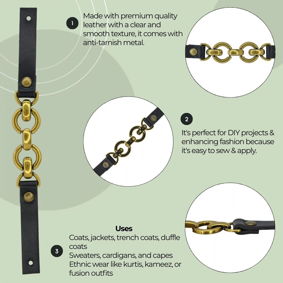 Leather Straps with Chain Link Accents