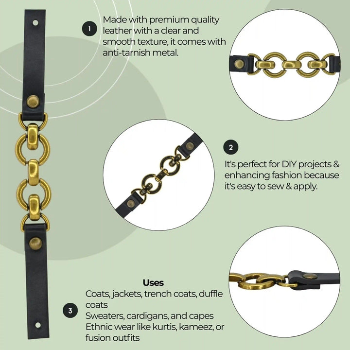 Leather Straps with Chain Link Accents