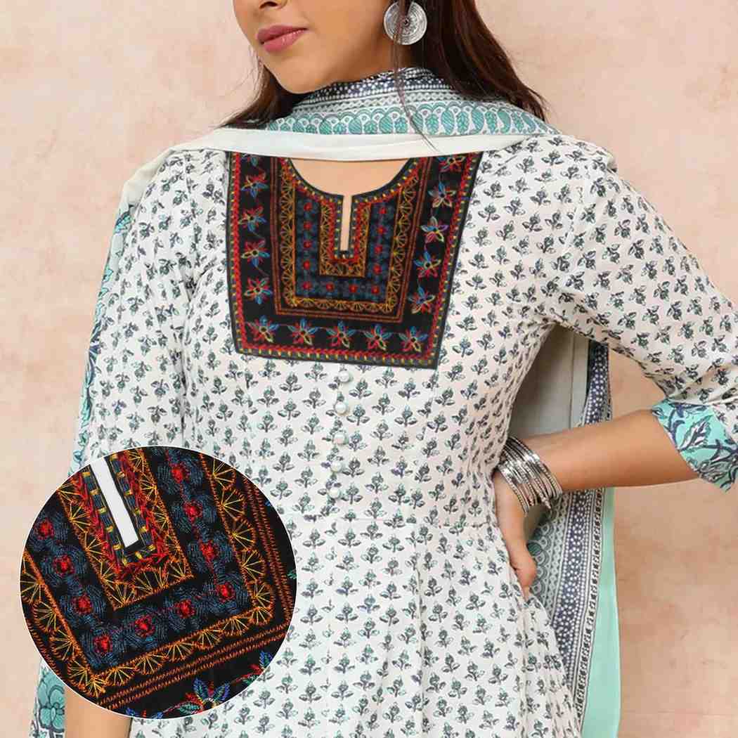 Multicolor Elegant style ethnic neckline from Ani Accessories showcasing rich embroidery, festive appeal and refined artisan finish