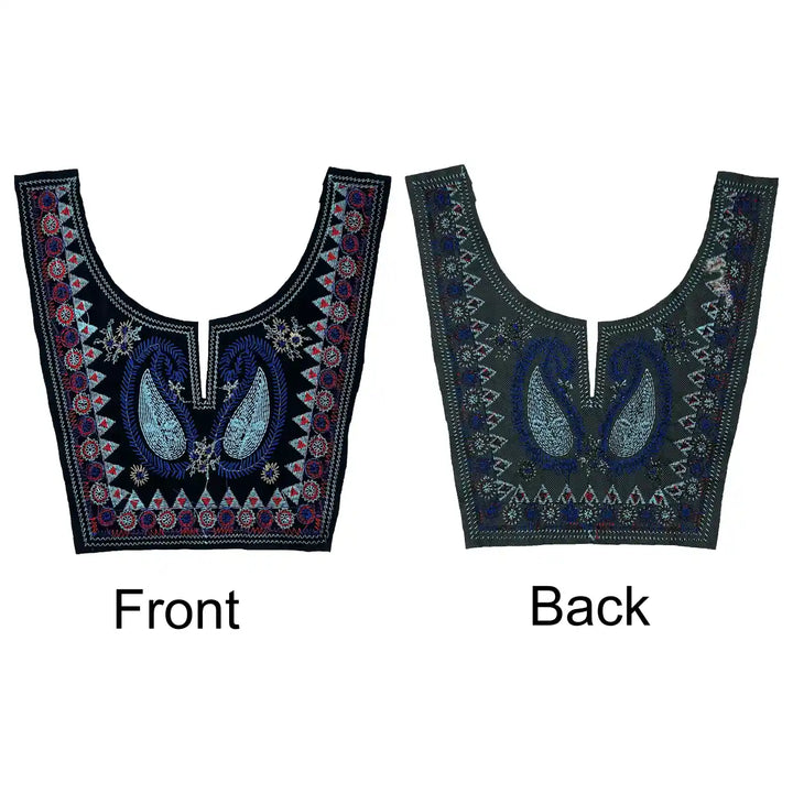 Multicolor embroidery round neckline by Ani Accessories crafted for apparel embellishment and custom tailoring.
