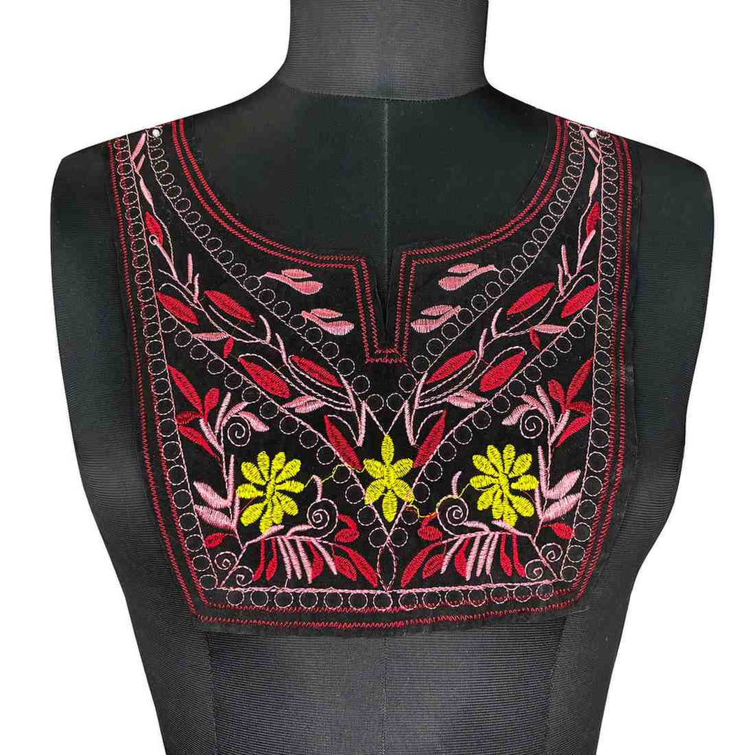Multicolor floral design neckline with rich embroidery, perfect for ethnic kurtis, suits and festive wear Ani Accessories