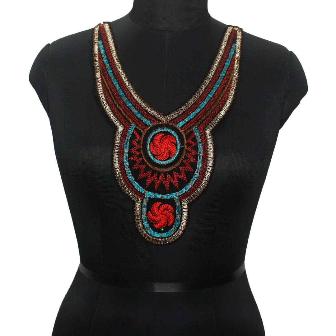 Multicolor floral style embroidered ethnic neckline by Ani Accessories with elegant detailing for kurtis, suits and dresses