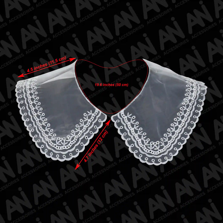 Net neck collar showing size with floral border by Ani Accessories, perfect for dresses, kurtis and elegant ethnic wear.