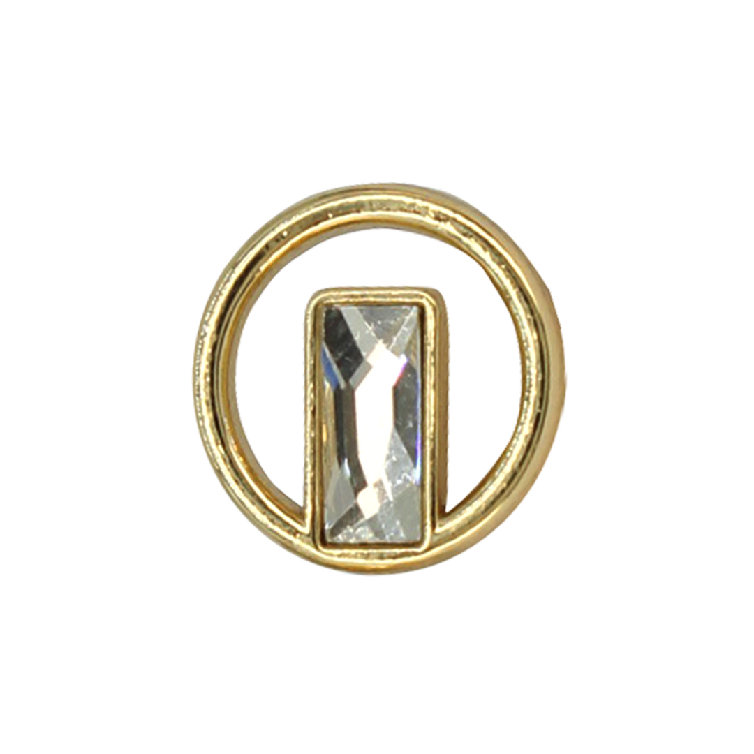 Rectangular Diamond in Circular Frame Metal Button (Pack of 8 )