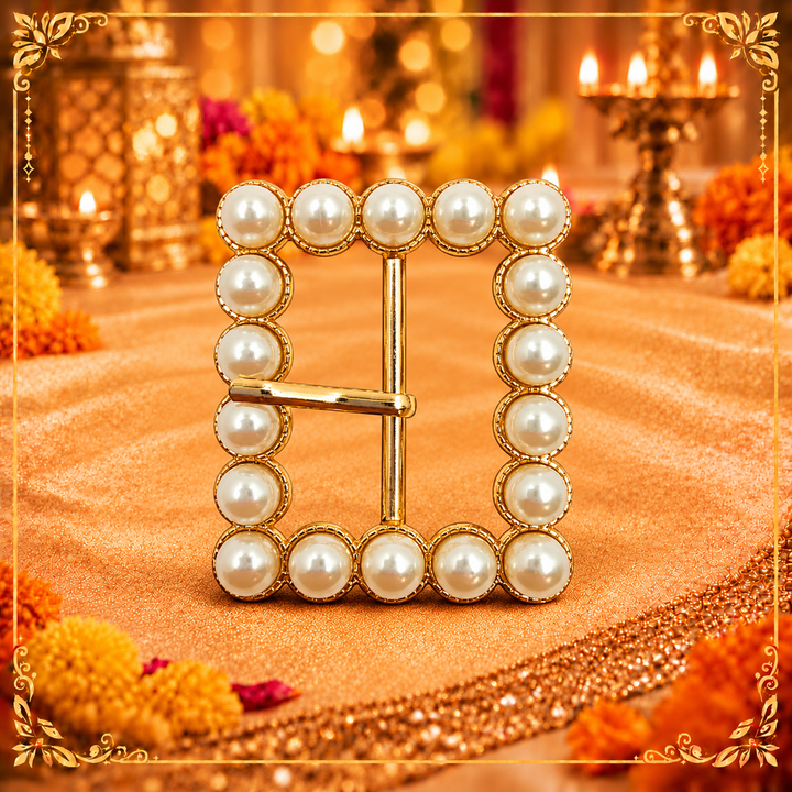 Gold Finish Shiny Pearl Prong Buckle